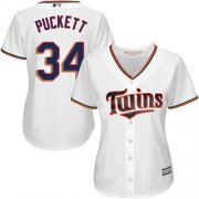 Wholesale Cheap Twins #34 Kirby Puckett White Home Women's Stitched MLB Jersey