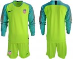 Wholesale Cheap USA Blank Shiny Green Goalkeeper Long Sleeves Soccer Country Jersey