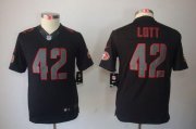Wholesale Cheap Nike 49ers #42 Ronnie Lott Black Impact Youth Stitched NFL Limited Jersey