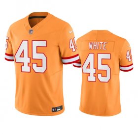 Wholesale Cheap Men\'s Tampa Bay Buccaneers #45 Devin White Orange Throwback Limited Stitched Jersey