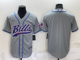 Wholesale Men\'s Buffalo Bills Blank Grey Stitched MLB Cool Base Nike Baseball Jersey
