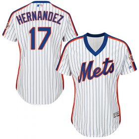Wholesale Cheap Mets #17 Keith Hernandez White(Blue Strip) Alternate Women\'s Stitched MLB Jersey