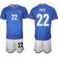 Cheap Men's France #22 Theo Blue 2024-25 Home Soccer Jersey Suit
