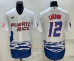 Cheap Men's Puerto Rico Baseball #23 Francisco Lindor White 2023 World Baseball Classic Stitched Jerseys