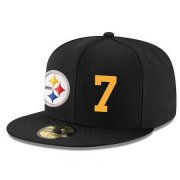 Wholesale Cheap Pittsburgh Steelers #7 Ben Roethlisberger Snapback Cap NFL Player Black with Gold Number Stitched Hat