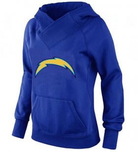 Wholesale Cheap Women\'s Los Angeles Chargers Logo Pullover Hoodie Blue-1