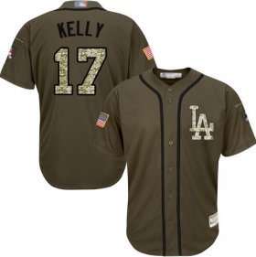 Men\'s Joe Kelly Green Jersey - #17 Baseball Los Angeles Dodgers Salute to Service