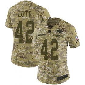 Wholesale Cheap Nike 49ers #42 Ronnie Lott Camo Women\'s Stitched NFL Limited 2018 Salute to Service Jersey