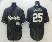 Wholesale Cheap Men's Chicago White Sox #25 Andrew Vaughn Black With Small Number 2021 City Connect Stitched MLB Cool Base Nike Jersey