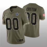 Wholesale Cheap Men's Dallas Cowboys ACTIVE PLAYER Custom 2022 Olive Salute To Service Limited Stitched Jersey