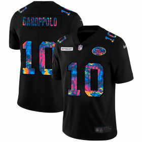 Cheap San Francisco 49ers #10 Jimmy Garoppolo Men\'s Nike Multi-Color Black 2020 NFL Crucial Catch Vapor Untouchable Limited Jersey
