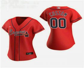 Wholesale Cheap Women\'s Custom Atlanta Braves 2020 Red Alternate Nike Jersey