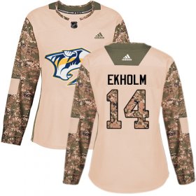 Wholesale Cheap Adidas Predators #14 Mattias Ekholm Camo Authentic 2017 Veterans Day Women\'s Stitched NHL Jersey