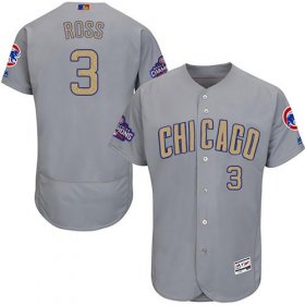 Wholesale Cheap Cubs #3 David Ross Grey Flexbase Authentic 2017 Gold Program Stitched MLB Jersey