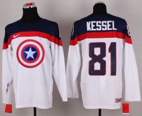 Wholesale Cheap Olympic Team USA #81 Phil Kessel White Captain America Fashion Stitched NHL Jersey