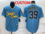 Wholesale Cheap Men's Milwaukee Brewers Custom Blue 2022 City Connect Cool Base Stitched Jersey