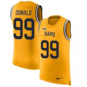 Wholesale Cheap Nike Rams #99 Aaron Donald Gold Men's Stitched NFL Limited Rush Tank Top Jersey