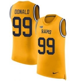 Wholesale Cheap Nike Rams #99 Aaron Donald Gold Men\'s Stitched NFL Limited Rush Tank Top Jersey