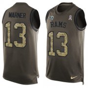 Wholesale Cheap Nike Rams #13 Kurt Warner Green Men's Stitched NFL Limited Salute To Service Tank Top Jersey