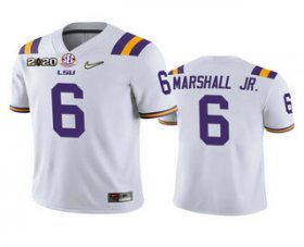 Wholesale Cheap Men\'s LSU Tigers #6 Terrace Marshall Jr. White 2020 National Championship Game Jersey