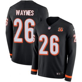 Wholesale Cheap Nike Bengals #26 Trae Waynes Black Team Color Youth Stitched NFL Limited Therma Long Sleeve Jersey