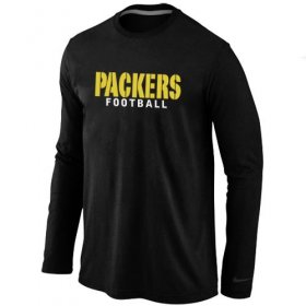 Wholesale Cheap Nike Green Bay Packers Authentic Font Long Sleeve T-Shirt Black