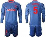 Wholesale Cheap Men 2020-2021 club Atletico Madrid away long sleeves 5 blue Soccer Jerseys