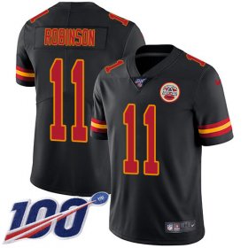 Wholesale Cheap Nike Chiefs #11 Demarcus Robinson Black Men\'s Stitched NFL Limited Rush 100th Season Jersey