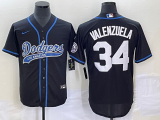 Wholesale Cheap Men's Los Angeles Dodgers #34 Fernando Valenzuela Black With Patch Cool Base Stitched Baseball Jersey
