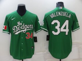 Wholesale Cheap Men\'s Los Angeles Dodgers #34 Fernando Valenzuela Green With Los 2021 Mexican Heritage Stitched Baseball Jersey