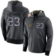 Wholesale Cheap NFL Men's Nike New Orleans Saints #23 Marshon Lattimore Stitched Black Anthracite Salute to Service Player Performance Hoodie