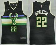 Wholesale Cheap Men's Milwaukee Bucks #22 Khris Middleton Black 2021 Nike Swingman Stitched Jersey