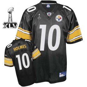 Wholesale Cheap Steelers #10 Santonio Holmes Black Super Bowl XLV Stitched NFL Jersey