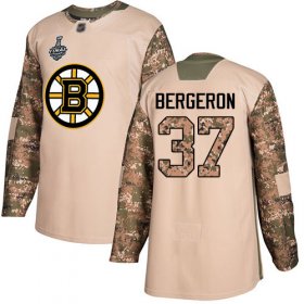 Wholesale Cheap Adidas Bruins #37 Patrice Bergeron Camo Authentic 2017 Veterans Day Stanley Cup Final Bound Youth Stitched NHL Jersey