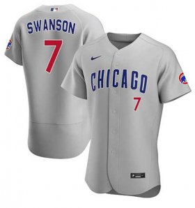 Wholesale Cheap Men\'s Chicago Cubs #7 Dansby Swanson Gray Flex Base Stitched Baseball Jersey