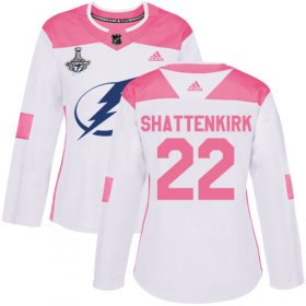Cheap Adidas Lightning #22 Kevin Shattenkirk White/Pink Authentic Fashion Women\'s 2020 Stanley Cup Champions Stitched NHL Jersey
