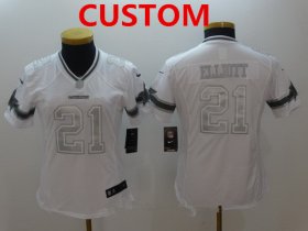 Wholesale Cheap Women\'s Dallas Cowboys Custom White Platinum Stitched NFL Nike Limited Jersey