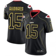 Wholesale Cheap Nike Chiefs #15 Patrick Mahomes Lights Out Black Men's Stitched NFL Limited Rush Jersey
