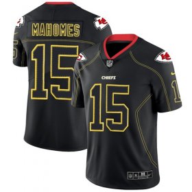Wholesale Cheap Nike Chiefs #15 Patrick Mahomes Lights Out Black Men\'s Stitched NFL Limited Rush Jersey