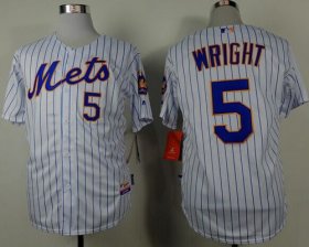 Wholesale Cheap Mets #5 David Wright White(Blue Strip) Home Cool Base Stitched MLB Jersey