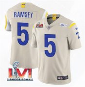 Wholesale Cheap Men's Los Angeles Rams #5 Jalen Ramsey 2022 Bone Super Bowl LVI Vapor Limited Stitched Jersey