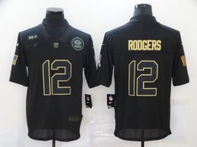 Wholesale Cheap Men\'s Green Bay Packers #12 Aaron Rodgers Black 2020 Salute To Service Stitched NFL Nike Limited Jersey