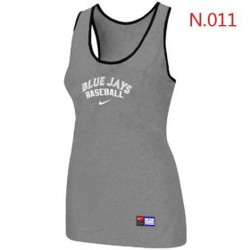 Wholesale Cheap Women\'s Nike Toronto Blue Jays Tri-Blend Racerback Stretch Tank Top Light Grey