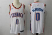 Wholesale Cheap Men's Oklahoma City Thunder #0 Russell Westbrook New White 2017-2018 Nike Swingman Stitched NBA Jersey
