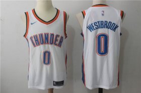 Wholesale Cheap Men\'s Oklahoma City Thunder #0 Russell Westbrook New White 2017-2018 Nike Swingman Stitched NBA Jersey