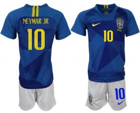 Wholesale Cheap Brazil #10 Neymar Jr Away Kid Soccer Country Jersey