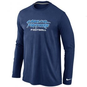 Wholesale Cheap Nike Carolina Panthers Authentic Font Long Sleeve T-Shirt Dark Blue