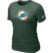 Wholesale Cheap Women's Nike Miami Dolphins Logo NFL T-Shirt Dark Green
