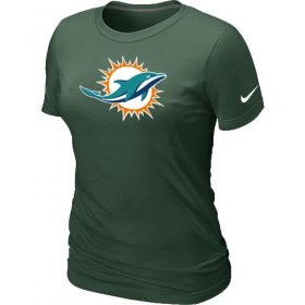 Wholesale Cheap Women\'s Nike Miami Dolphins Logo NFL T-Shirt Dark Green
