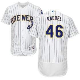 Wholesale Cheap Brewers #46 Corey Knebel White Strip Flexbase Authentic Collection Stitched MLB Jersey